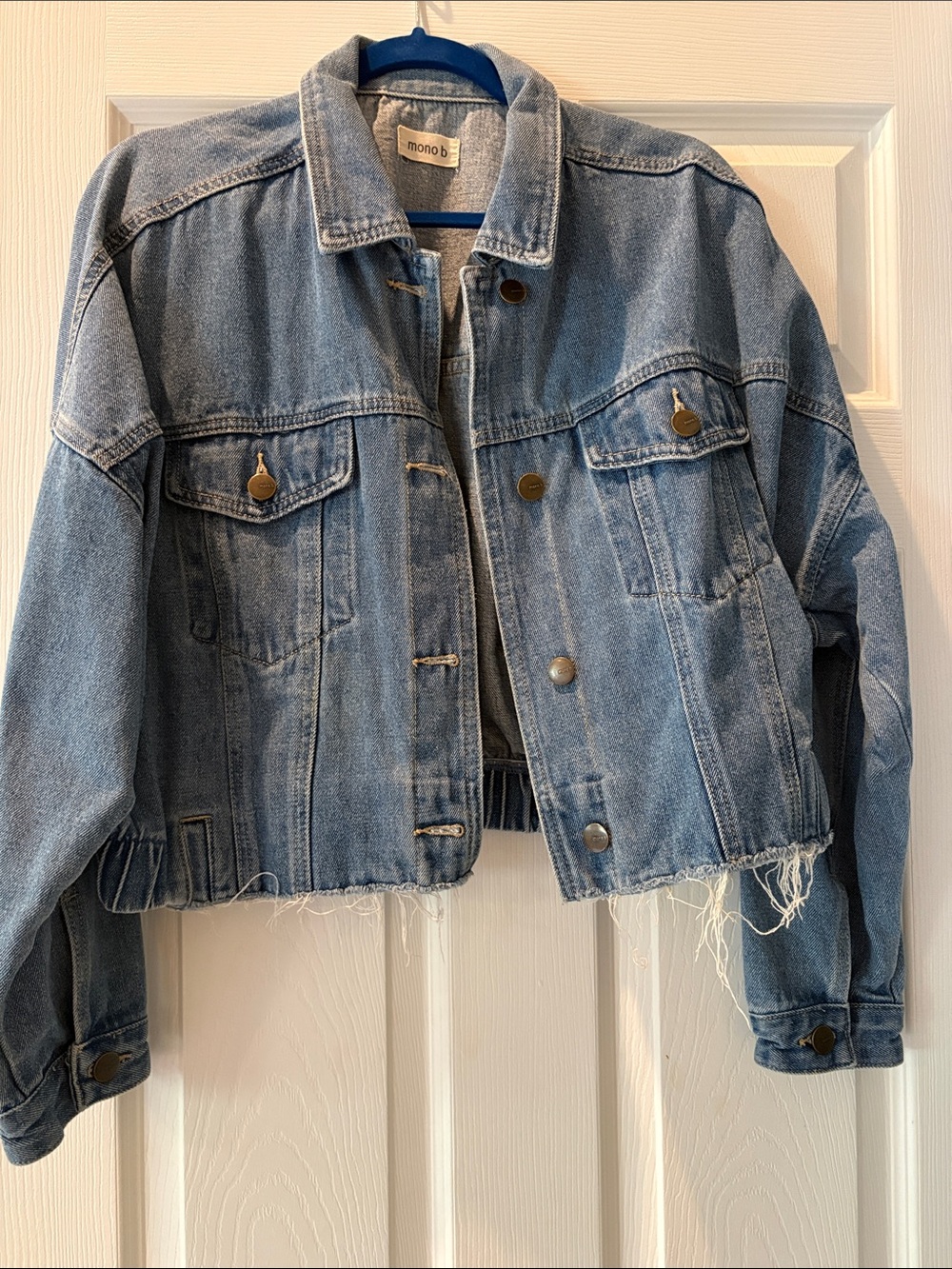 Mono B Light Blue Cropped Denim Jacket